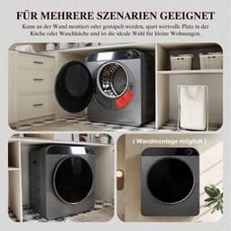 Re-purelife® wasdroger compact met 4 programma’s - kledingdroger met roestvrijstalen trommel - droger met PTC-keramische verwarming, wandmontage of stapelbaar - zilvergrijs 49,5 × 42 × 59,5 cm — thumbnail 11