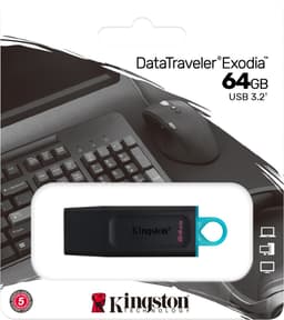 Kingston 64GB USB Stick - USB 3.2 Gen 1 - DataTraveler Exodia - Zwart — thumbnail 3