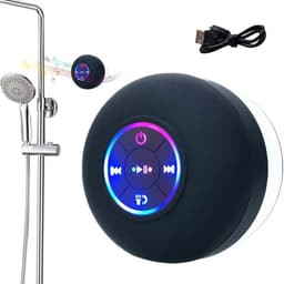 Zwarte Waterdichte LED Bluetooth Douche Luidspreker / speaker met Zuignap - USB Oplaadbaar - Geschikt voor Smartphone, Tablet en PC - IPX-4 — thumbnail 4