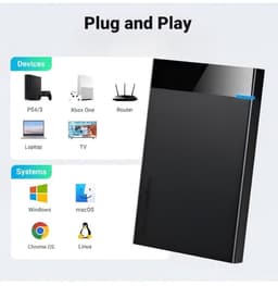 Kraftverdia - Externe Hdd Zaak - Externe harde schijf behuizing – 2.5" en 3.5" USB 3.0 naar SATA – Toolvrije externe behuizing – Compacte en lichte harde schijf adapter - Zwart — thumbnail 2