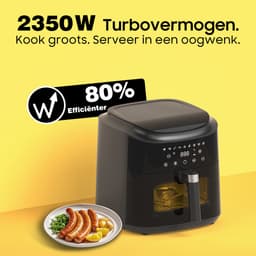 Dewelling Airfryer AF80D10W met kijkvenster - XXL 9L Heteluchtfriteuse - 2350W - 360° Snelle Luchtcirculatie, 9 Automatische Programma’s - 40–200°C — thumbnail 3