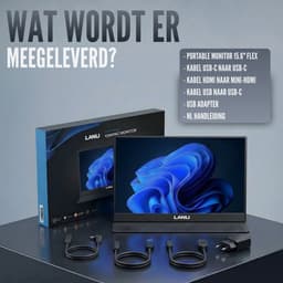 Portable Monitor Flex 15.6" - Full HD Draagbare monitor - Draagbaar scherm met USB-C & HDMI - Plug & Play - Incl. Beschermhoes — thumbnail 7