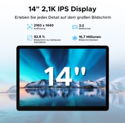 Doogee TAB E3 Max VIP - Tablet - 32 GB RAM + 256 GB ROM /TF 2TB -MTK Helio G100 - 14 inth Ips - Android 15 - 13500mAh - 4G LTE - 5G WLAN - Vier luidsprekers - GPS - Blauw — thumbnail 6