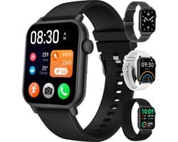 Siltcon® Smartwatch Heren Pro - Smartwatch Dames Pro - Sporthorloge Dames & Heren - Stappenteller Horloge - Hartslagmeter – Bloeddrukmeter - Slaapmonitor - Saturatiemeter – Belfunctie - Elke Smartphone - RVS - Elke pols - Incl. 4 Bandjes