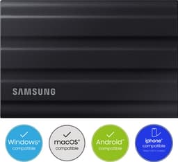 Samsung Portable T7 Shield - Externe SSD - USB C 3.2 - Inclusief USB C en USB A kabel - Geschikt voor iPhone USB C - 2 TB - Zwart — thumbnail 1