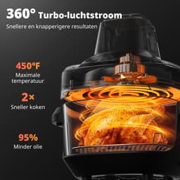 AIRMSEN Airfryer - Heteluchtfriteuse - Volledig zichtbaar venster - 1500W - Met 2 glazen frituurmanden (4,5L & 1,2L) - PFAS-vrij - 4 kookprogramma's - Eenvoudig te reinigen - Zwart — thumbnail 3