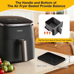 Heißluftfritteuse accessoires Gescht voor Ninja, Philips en COSORI, 2 stuks hittebestendige onderlaag siliconen voor universele Airfryer-mand, 16 x 11 cm verbrandingswerende siliconen tafelmat (Zwart-2) — thumbnail 4