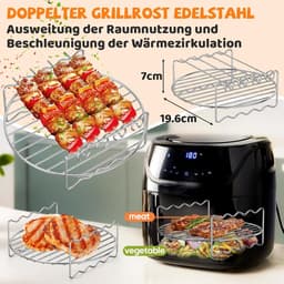 Accessoires voor Airfryer Gescht voor Philips Essential XL 6,2L (HD9270/90), Ninja PRO 4,7L AF140EU, Ninja MAX PRO 6,2L AF180EU, BPA-vrij heteluchtfrituurpan accessoires bakvorm, herbruikbare accessoires — thumbnail 6