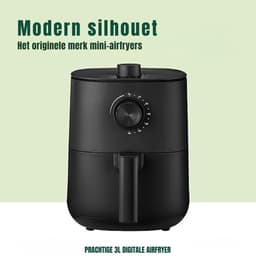 Quvo® Mini Airfryer - Airfryer - Heteluchtfriteuse - Anti-Aanbaklaag - Zwart - 23cm x 29cm x 30cm — thumbnail 3