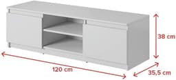 Witte TV Lowboard met Moderne Ontwerp - 120 x 35,5 x 38 cm — thumbnail 3