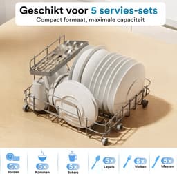 Joula Mini Vaatwasser met Waterreservoir - 8 Wasprogramma's - 5 Couverts - Kleine Smalle Vrijstaande Afwasmachine - Camping - Zwart — thumbnail 7