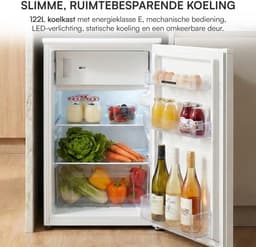 Heinner HF-V122E++ Tafelmodel Koelkast met Vriesvak – 122 L – LED-verlichting – Omkeerbare Deur – Wit – 5 Jaar Garantie — thumbnail 8