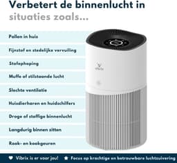 Vibrix PureFlow70 Luchtreiniger / Air Purifier – HEPA H13 + koolstoffilter – 468 m³/u – Voor kamers tot ca. 70 m² – Ionisator – App-bediening – Zeer stil met slaapstand – Luchtkwaliteitindicator — thumbnail 4