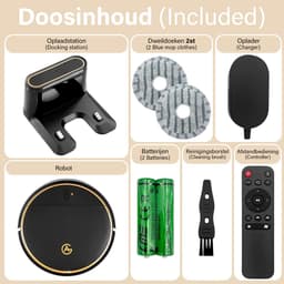 AG Robotstofzuiger met Dweilfunctie - 120minuten - Met Oplaadstation - Robotstofzuigers - Gold Ring - Huisdieren - met Dweil - Luxe 2-in-1 Robotstofzuiger - Dweilrobot - Automatisch opladen - met App of afstandsbediening - 2500Mah - Black Gold Editie — thumbnail 9
