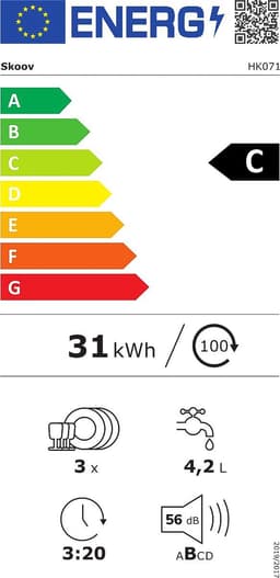 Skoov Mini Vaatwasser met waterreservoir - 3 couverts - 6 wasprogramma's - Extra stil - Kleine smalle vrijstaande afwasmachine - Camping - Wit — thumbnail 2