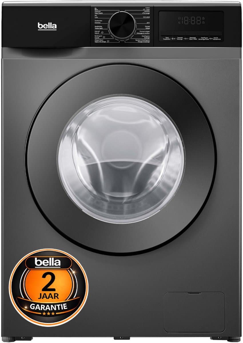 Bella BWA9014.1G - Wasmachine - 9KG - Energielabel A - Stoomfunctie - 1400 toeren - 16 programma's - Donkergrijs — afbeelding 1