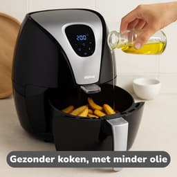 alpina Airfryer 2.4L - Heteluchtfriteuse 1-4 Personen - Air Fryer met Digitaal Touchscreen - Instelbare Temperatuur 80 tot 200 Graden - met Timer Functie - Heteluchtoven 1500W - Zwart — thumbnail 8