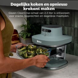 Ninja CRISPi PRO 7-in-1 Glazen Airfryer met 7 functies - Airfryen, Bakken, Braden, Rijzen, Drogen. Max Crisp en Opnieuw krokant maken - 2.3 liter en 5.7 liter glazen schaal - PFAS vrij koken - Grijsgroen - AS101EUGY — thumbnail 2