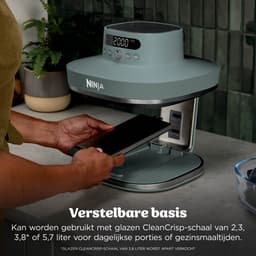 Ninja CRISPi PRO 7-in-1 Glazen Airfryer met 7 functies - Airfryen, Bakken, Braden, Rijzen, Drogen. Max Crisp en Opnieuw krokant maken - 2.3 liter en 5.7 liter glazen schaal - PFAS vrij koken - Grijsgroen - AS101EUGY — thumbnail 14