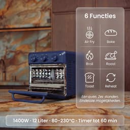 Safecourt 6-in-1 Airfyer oven - 100% PFAS-vrij - 6 programma’s - 80 tot 230 graden - Airfryer, bakken, roosteren, toasten, grillen & opwarmen - Blauw — thumbnail 3