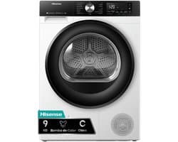 Hisense DH3S902BWCC - Condensdroger - 9 kg - Vrijstaand - Voorbelading - Warmtepomp - Wit - Draaiknop - TouchControl - 63 dB(A) - Ion Refresh - Allergy Care - Auto Dry