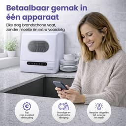 SwayTosh Mini Vaatwasser DTX-4 – 2026 – Mini Afwasmachine Vrijstaand – Met Waterreservoir – Washing Machine – Vrijstaande Vaatwasser – Dishwasher – Kleine Vaatwasser – Vaatwasmachine — thumbnail 4