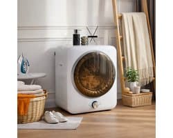 OKWISH Wasdroger – Compact En Stil Drogen – Wandmontage Of Vloerplaatsing – 8 Programma’s – 3 Kg – ABS En Staal – Wit