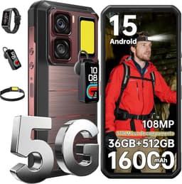 Oukitel WP300 Robuuste Smartphone 5G - IP68/IP69K Outdoor Telefoon - 12GB RAM - 128GB ROM - 16000mAh 120Hz - 6,8 inch FHD+ scherm - Met Afneembare Module Oortelefoon, Kamplampje - Rood — thumbnail 1