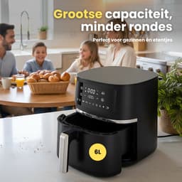 COOK-IT Airfryer 6L XL - 1600W - 8 Programma’s - Touchscreen - Vaatwasserbestendige Mand - Warmhoudfunctie - Shake Reminder - Matzwart — thumbnail 3