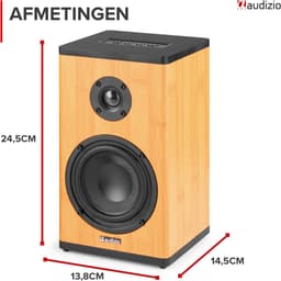 Draadloze speakers - Audizio BS20 speakerset - Luidspreker boxen met Bluetooth - Oplaadbare accu - Bamboe — thumbnail 8