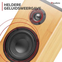 Draadloze speakers - Audizio BS20 speakerset - Luidspreker boxen met Bluetooth - Oplaadbare accu - Bamboe — thumbnail 5