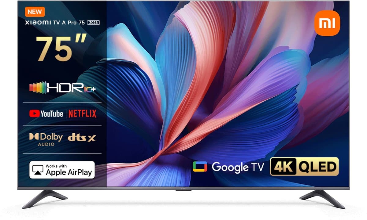 Xiaomi TV A Pro 2026 Smart TV – 75 Inch – 4K QLED HDR10+ - 2026 - Google TV - Dolby Audio & DTS:X - Google Assistant spraakbediening - HDMI 2.1 - CI+ slot - Google Cast — afbeelding 1