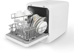 Puluomis DW1003 - Mini vaatwasser - met Waterreservoir - Vrijstaande Afwasmachine - 3 Couverts - 7 Wasprogramma's - Incl. Bestekmandje - Wit — thumbnail 4