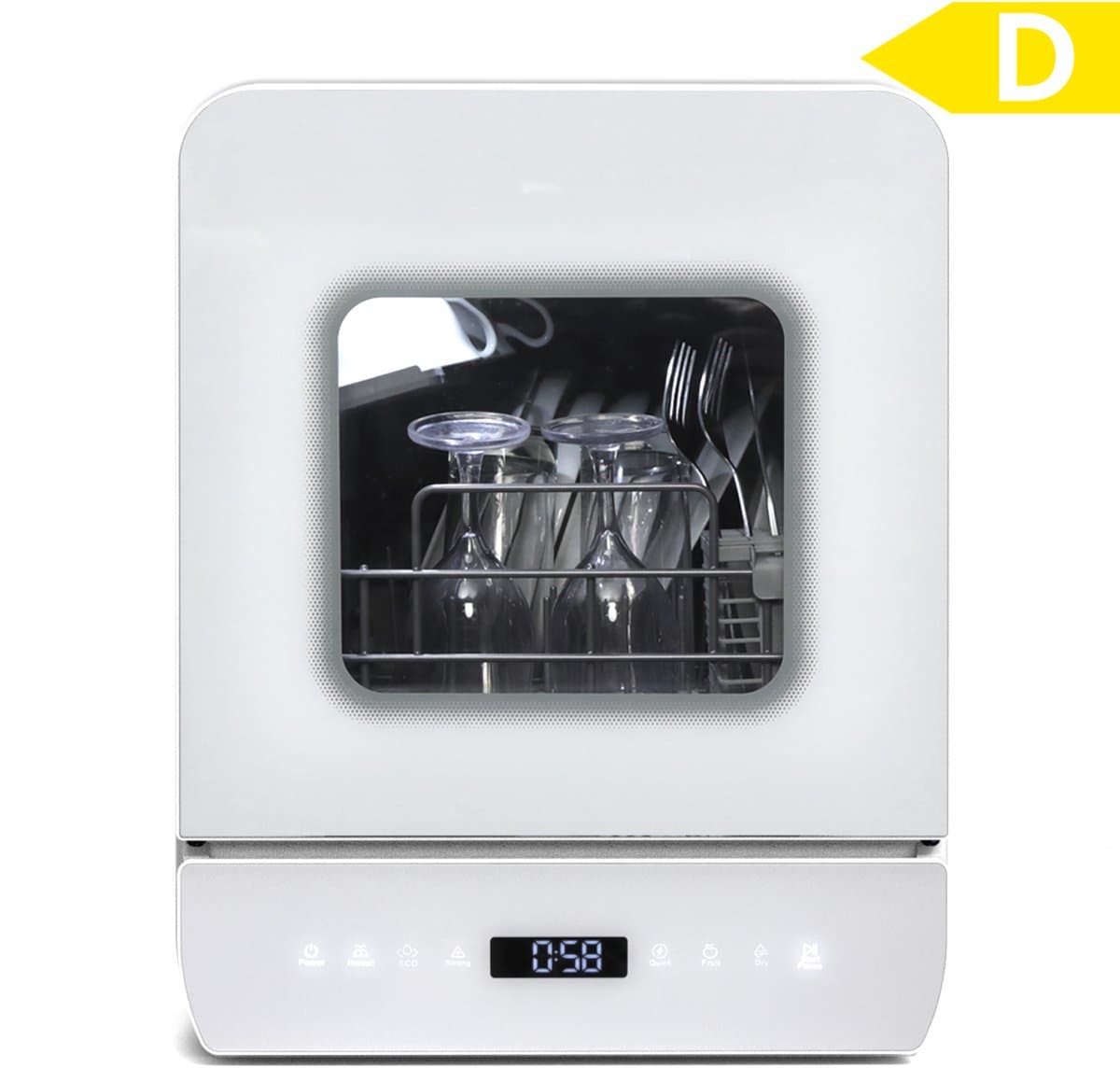 Puluomis DW1003 - Mini vaatwasser - met Waterreservoir - Vrijstaande Afwasmachine - 3 Couverts - 7 Wasprogramma's - Incl. Bestekmandje - Wit — afbeelding 1