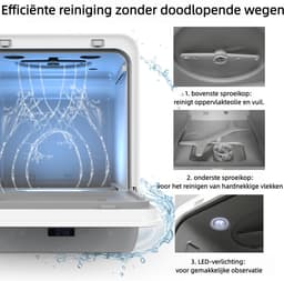 Puluomis DW1003 - Mini vaatwasser - met Waterreservoir - Vrijstaande Afwasmachine - 3 Couverts - 7 Wasprogramma's - Incl. Bestekmandje - Wit — thumbnail 6