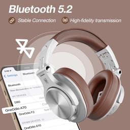 OneOdio Fusion A70 Zilver/Bruin – Draadloze Over-Ear Koptelefoon – DJ & Studio – Hi-Res Audio — thumbnail 12