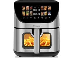 Digitale Airfryer XXL 9L Sinaopus 8005A -1800W Heteluchtfriteuse - Kleurendisplay - 12 Voorgeprogrammeerde Functies - Slimme Tijd & Temperatuurregeling - Capaciteit voor 5 Personen