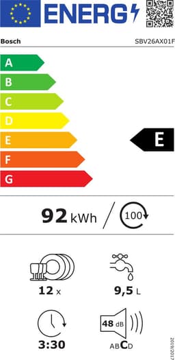 BOSCH SBV26AX01F SER2 volledig geïntegreerde vaatwasser - 12 couverts - Inductie - L60cm - 48 dB - Wit — thumbnail 2