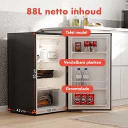 KitchenBrothers Koelkast - 88L - Tafelmodel - IJskast - Frigo - Vrijstaand - Zwart — thumbnail 5