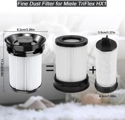 3 stuks Stofzuiger filter - met krabber - Geschikt voor Miele TriFlex HX1 filterpatroon - 83*112*44mm - wasbare stofzuiger filters - stofzuiger accessoires — thumbnail 2