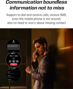 Knobbout 1.43” AMOLED Smartwatch – 466×466 HD Scherm – 5ATM Waterdicht (tot 50m) – LED Zaklamp + UV-Licht + SOS Noodflits – Bluetooth Bellen – 525mAh Lange Batterijduur – Outdoor & Sporthorloge voor Android/iOS-Grijs — thumbnail 6