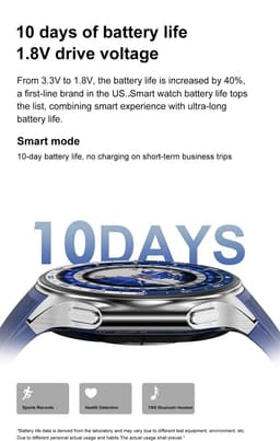 Knobbout 1.43 inch AMOLED-scherm met 3D-ontwerp Smartwatch - Slimme opnamefunctie- 4 GB interne opslag - MP4-video-ondersteuning - Nieuwste ATS3085S Gen 2-chipset - Ingebouwde kompasfunctie - Zwart lederen + siliconen horlogeban — thumbnail 6