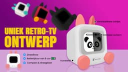 Wedjis Retro Mili-TV – Digitale Klok & Bluetooth Speaker – Smart display – Kunststof – Dimbaar scherm – Cadeau voor vrouwen – Wit/Roze — thumbnail 4