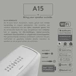 Audio Pro A15 W Draagbare Smart Multiroom Actieve Luidspreker - Audio Pro Multiroom (Linkplay) - Ruimtecorrectie - Waterbestendig IPX2 - Wit — thumbnail 8