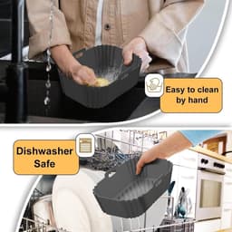 Voor Ninja Foodi Max Dual Zone Air Fryer Accessoires - Set van 2 vierkante siliconen bakplaten - Compatibel met AF300EU, AF400EU en andere Dual Zone-modellen - Grijs — thumbnail 9
