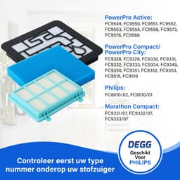 DEGG® Filterset - Geschikt voor Philips PowerPro Compact - Vervangt Stofzuigerfilter FC9331/09 FC9332/09 - Vervangt FC8010 - Motorfilter & uitblaasfilter - VOORDEELVERPAKKING - 3 SETS — thumbnail 3