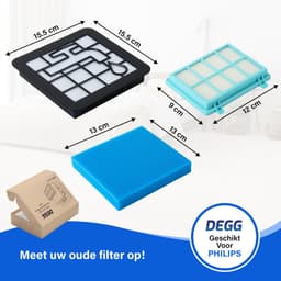 DEGG® Filterset - Geschikt voor Philips PowerPro Compact - Vervangt Stofzuigerfilter FC9331/09 FC9332/09 - Vervangt FC8010 - Motorfilter & uitblaasfilter - VOORDEELVERPAKKING - 3 SETS — thumbnail 2