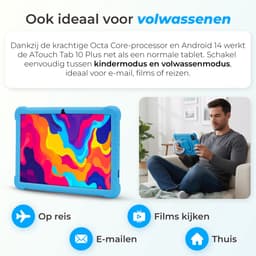 ATouch Kindertablet Tab 10 Plus – Kindertablet Vanaf 3 jaar – Kindertablets 2026 Model – 10 Inch Kids Tablet – Android 15 – Kinder Tablet – Inclusief 64GB+64SD & Screenprotector - Blauw — thumbnail 7
