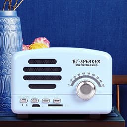JeiibrZui Retro Bluetooth Speaker - Vintage Bluetooth Speaker - Draadloze Connectiviteit Ingébouwde Microfoon - 3W - Blauw — thumbnail 6
