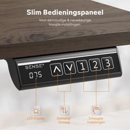 SENSE7 NOJO LIGHT - Zit Sta Bureau - 120 cm x 60 cm - Elektrisch bureau - Verstelbare bureau - Elektrische Hoogteverstelling - Hoogte 72-118 cm - Intelligent Bedieningspaneel - Donkerbruin — thumbnail 6